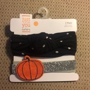 Baby Girl headband head wrap pumpkin Black 2 pack